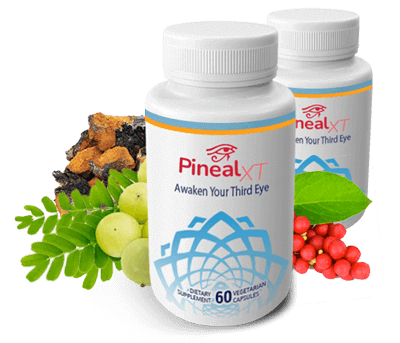 Two Pineal XT bottles with ingredients
